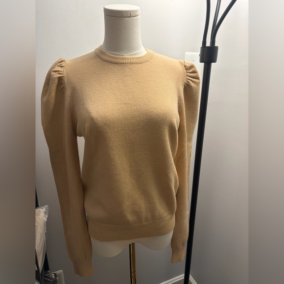Beige Puff Sleeve Pullover Sweater - Picture 6 of 6
